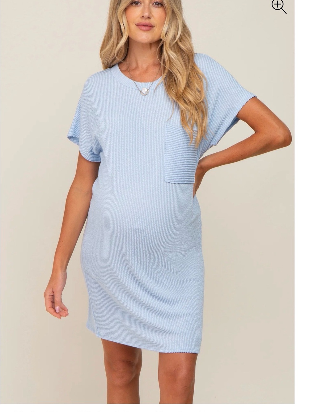 Pinkblush Light Blue Short Sleeve Knit Pocket Dress